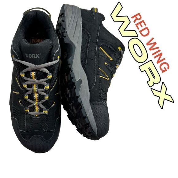 Red Wing Worx Men's Round Toe Wide Aluminum Toe Safety Work Shoes Black Size 8M - Picture 1 of 12